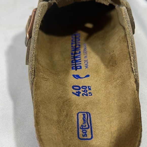 BIRKENSTOCK BOSTON OILED LEATHER IN TOBACCO BROWN MULES NWT - Picture 6 of 12